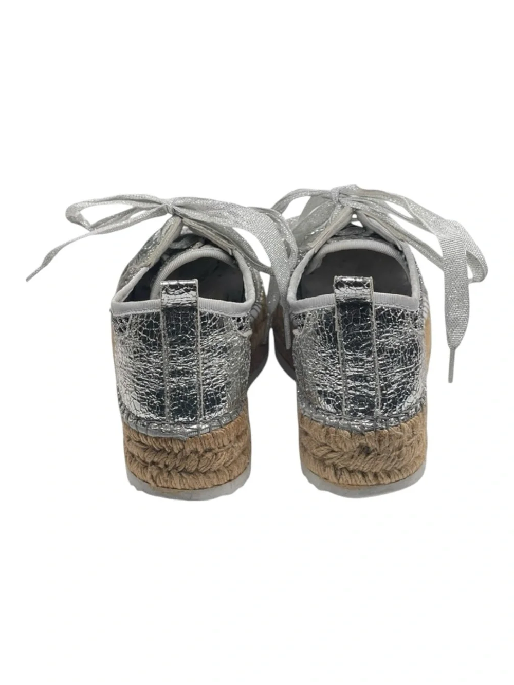 Cruz’n Shoes 𖦹 Handmade Double Sole Espadrilles 𖦹 Silver Metallic Crackle 𖦹 37